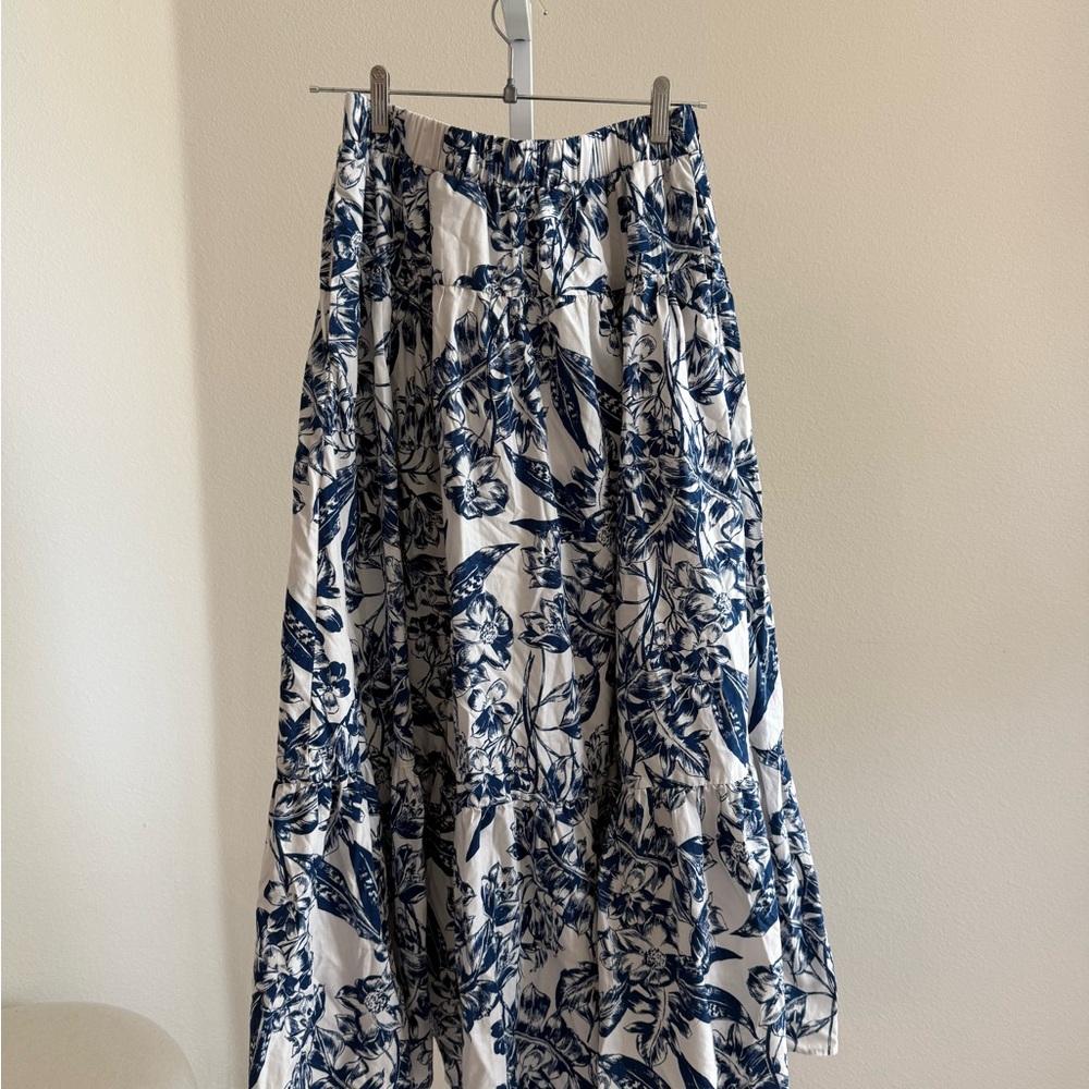 Abercrombie & Fitch Blue and White Tiered Maxi Skirt